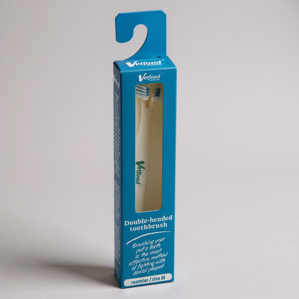 Vetfood Escova de dentes dupla para cães e gatos tamanho M